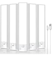 VOZUJI Under Cabinet Rechargeable Lighting: 8 Inch Motion Sensor Dimmable Lights Indoor - Battery...