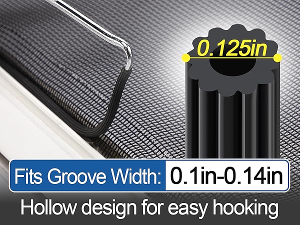 fits 0.1in-0.14in width of window or door screen grooves.