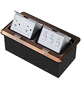 KYHSHJ Dual Pop-Up Floor Electrical Outlet Box Kit,20 Amp Stainless Steel TR Tamper-Resistant Dup...