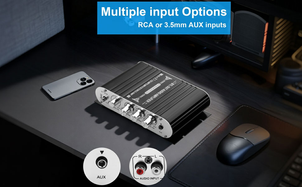 2.1 Channel 20Wx2+40W HiFi AMP Board AUX/RCA Input Home Audio Receiver