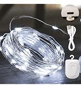DomeStar 2 Pack String Lights, Rechargeable LED Battery Operated String Lights Indoor for Home Be...