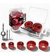 KATA 8PCS Hole Saw Kit 1" to 2-1/8"(25-54mm) Hole Saw Set in Case with 1PC Mandrels, 2PC Drill Bi...