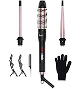 3 in 1 Curling Iron, Curling Wand Set with Thermal Brush, 3 Interchangeable Ceramic Hair Wand Cur...