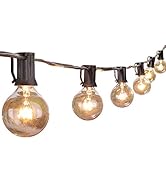 Outdoor String Lights 25 Feet G40 Globe Patio Lights with 27 Edison Glass Bulbs(2 Spare), Waterpr...