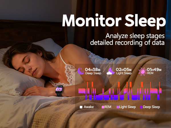 Monitor Sleep Analyze sleep stages, detailed recording of data