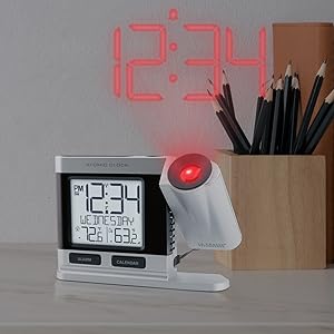 Lacrosse, la crosse, 616-12667, projection, atomic, self-set, alarm clock, time, digital, temp
