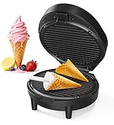 Waffle Cone Maker and Ice Cream Cone Maker with Cone Roller, 1000W Double Side Even Heating Thin ...