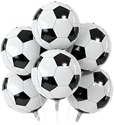 Soccer Balloons 6PCS 22in Metallic Round Soccer Ball Foil Balloons | Sports Theme Party Decoratio...
