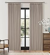 Burlywood Birch Linen Pinch Pleated Blackout Curtains 84 Inches Long