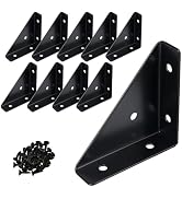 10Pcs Angle Corner Bracket| 2.55 x 2.55'' Black Metal Triangle Shelf Bracket for Wood Shelves| Co...