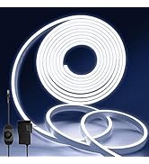 Lucienstar Neon LED Strip Lights, 16.4ft/5m IP65 Waterproof 12V DC Dimmable Flexible Neon Rope Li...