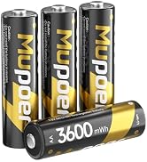 Mupoer Rechargeable AA Batteries 4 Count,Lithium Batteries Aa 1.5V 3600mWh,Double A Rechargeable ...
