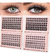 Azenlo 4 Mixed Styles Wispy Lash Clusters Puppy+Fishtail+A50+Triple Step 10-16mm Fluffy Soft Volu...