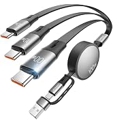 CAFELE Retractable Charging Cable, 100W USB C Fast Charger Cable 3 in 1 with [30-130cm] Adjustabl...