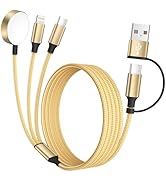 Travel Essentials Portable Charger 5FT, 3in2 Multi Charging Cable with Apple Watch Charger, USB C...