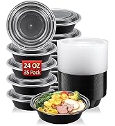 SHOPDAY Meal-Prep-Containers-[35 Pack] 24 oz Plastic-Food-Storage-Containers-with-Lids, Disposabl...