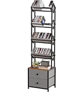 Epouseter CD Storage Rack with Drawers, 5-Tier Media Organizer DVD Storage Shelf, Large Capacity ...