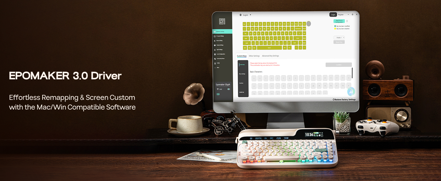 EPOMAKER Glyph Wireless Typewriter Retro Mechanical Keyboard