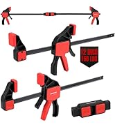 3-Piece 12 Inch Bar Clamps for Woodworking with Clamp Connector, 12" Quick-Release Wood Clamps wi...