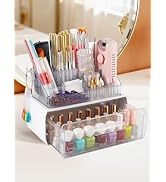 LIARTY Nail Drill Holder with Drawer: Acrylic Nail Drill Bits Holder Makeup Organizer Case for Br...