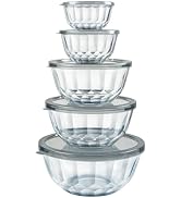 Mixing Bowls with Airtight Lids Sets, 5 Packs Thick Glass Nesting Bowls for Kitchen Baking, Meal ...