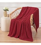 Puncuntex Flannel Fleece Throw Blanket Burgundy 50"×60",Super Soft Plush Cozy Blanket with 3D Jac...