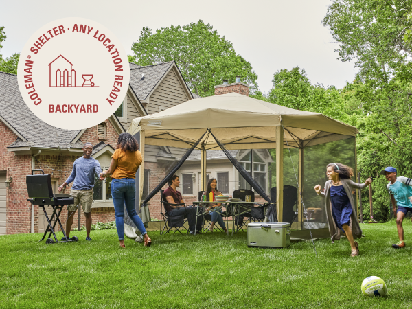 coleman canopy shelter location versatile anywhere backyard party friends neighbors dinner easy