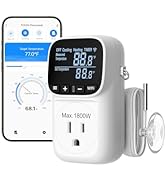DEWENWILS Smart WiFi Temperature Controller, 15A 1800W Thermostat Controlled Outlet Plug, Bluetoo...