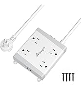 Wall Mount Power Strip, Alitayee Mountable Surge Protector Power Strip with 4 Outlets and 3 USB, ...