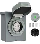 Joinfworld 50 Amp Generator Power Inlet Box, 3 Prong NEMA SS2-50P 125/250V 12500 Watts Weatherpro...
