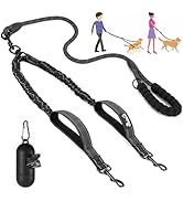 Lukovee Double Dog Leash, No Tangle 360° Swivel Heavy Duty Reflective Lead with Two Padded Handle...
