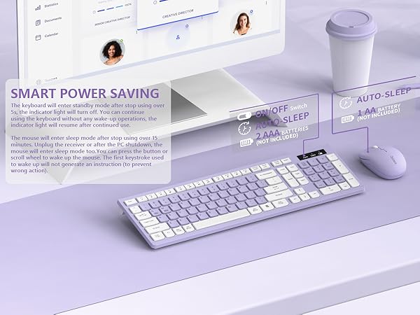 wireless keyboard and mouse combo purple 4