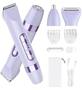 Hatteker 4-in-1 Women's Electric Razor, Dual-Head Body Hair Trimmer for Women, IPX7 Waterproof Re...