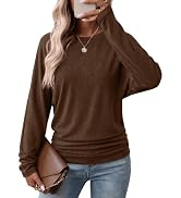WIHOLL Womens Long Sleeve Shirts Ruched Hem Fall Tops Lightweight Sweaters | Dolman Sleeves, Side...
