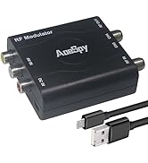 RF Modulator Coax Adapter CVBS VHF Converter w/Antenna in/Out &amp; Channel Switch for DVD Blu-ray Pl...