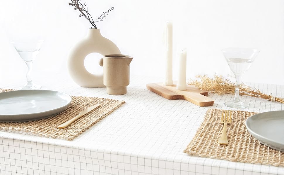 tablecloth charcoal grid checkered gingham cotton