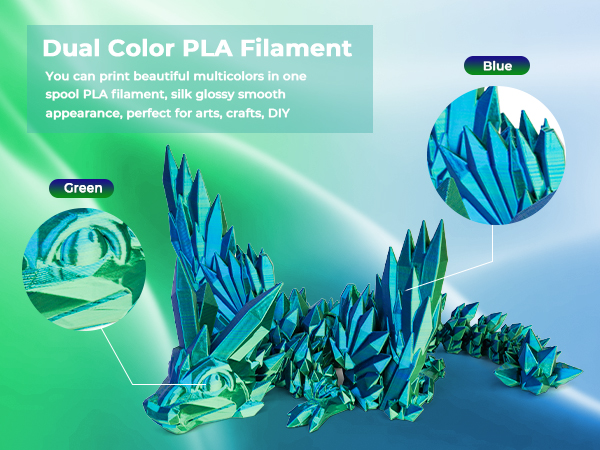 3D Printer Filament Bundle, PLA Filament 1.75mm, Dual Color Filament