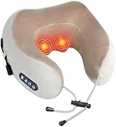 Yincook Electric Neck Massager,Portable Heated Kneading Massage Cushion Pillow,Rechargeable Shoul...