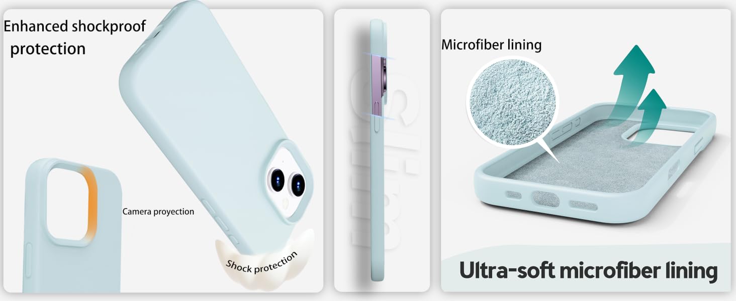 Compatible with iPhone 15 Case, Upgraded Liquid Silicone with [Flat Edges] [Camera Protection]