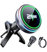 avedio links Qi2.2 25W Wireless Car Charger Magnetic Phone Holder Mount for Magsafe with Cooler f...