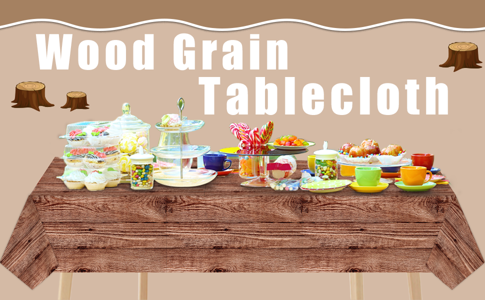 3 Pieces Wood Grain Tablecloth