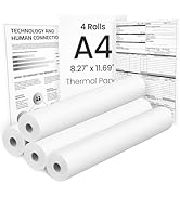 4 Rolls A4 Thermal Paper, Quick-Dry 8.27"x11.69" Size Thermal Printer Paper, Compatible with A285...