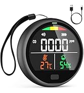 Portable Carbon Monoxide Detector for Travel - 3-in-1 Rechargeable CO Monitor with Temp &amp; Humidit...