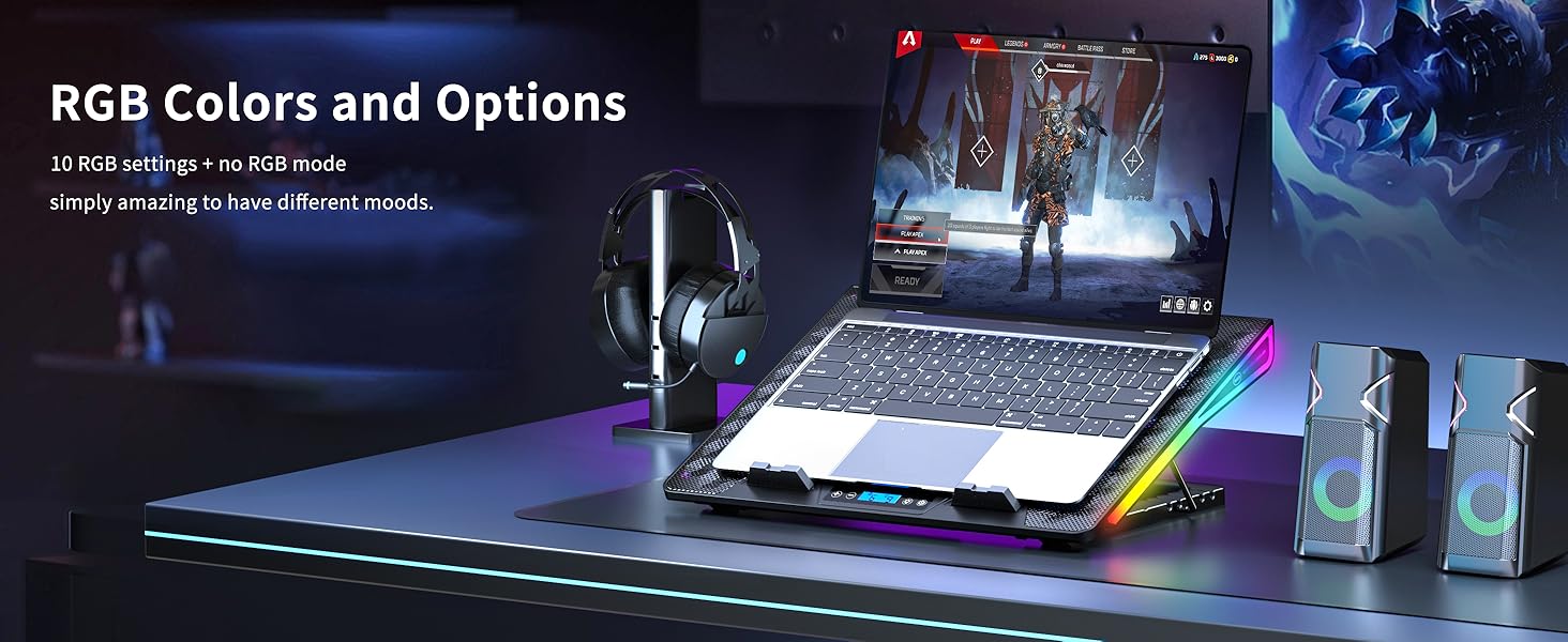 RGB laptop fan cooling pad