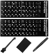 Hebrew Keyboard Stickers[5 in 1],Hebrew-English Keyboard Letter Replacement Sticker White Letter/...