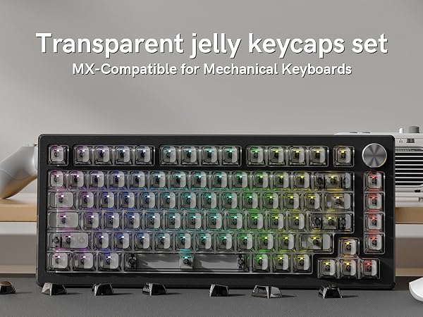 Grey Clear keycaps,Transparent keycaps,Ceramic Jelly Key caps,Shine Through keycap Side Printed
