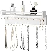 Zhithink Hanging Jewelry Organizer, Hanger with 30 Hooks,Wall Mounted for Necklace, Earrings and ...