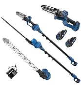 LUXTER 5-in-1 Cordless Pole Saw &amp; Hedge Trimmer Brushless Electric Mini Chainsaw Auto Oiling 15-F...
