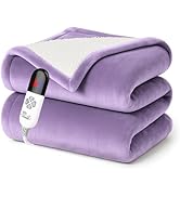 Electric Heated Throw Blanket Sherpa 50"x60" Purple Machine Washable 6 Heat Settings 4 Hours Auto...
