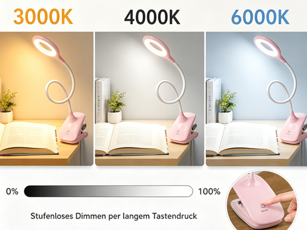 LED clip on reading light Touch dimmable 